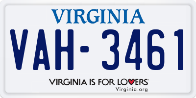 VA license plate VAH3461