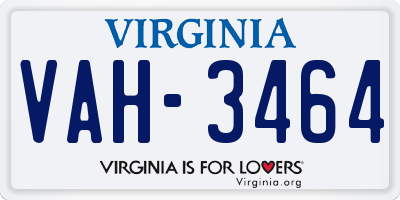 VA license plate VAH3464