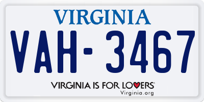 VA license plate VAH3467