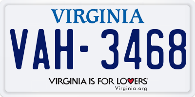 VA license plate VAH3468