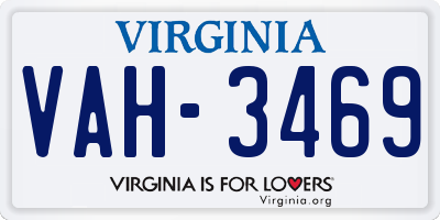 VA license plate VAH3469