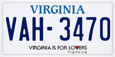 VA license plate VAH3470