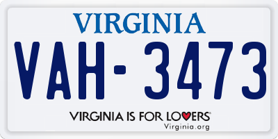 VA license plate VAH3473