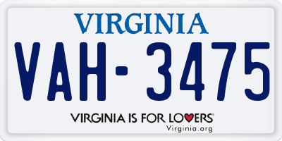 VA license plate VAH3475