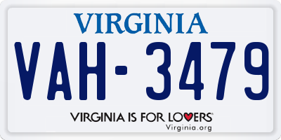 VA license plate VAH3479
