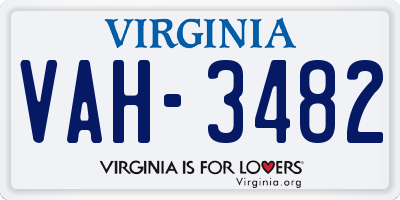 VA license plate VAH3482