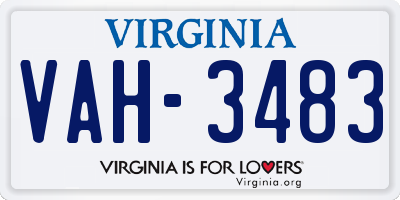 VA license plate VAH3483