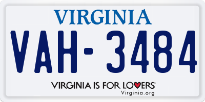 VA license plate VAH3484