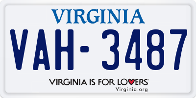 VA license plate VAH3487