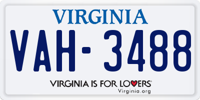 VA license plate VAH3488