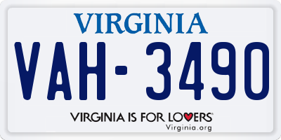 VA license plate VAH3490