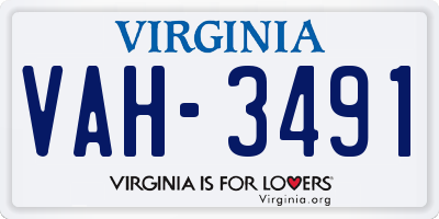 VA license plate VAH3491