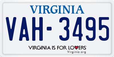VA license plate VAH3495