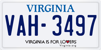 VA license plate VAH3497