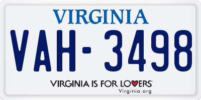 VA license plate VAH3498