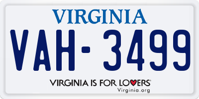 VA license plate VAH3499