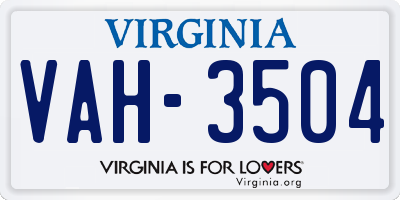 VA license plate VAH3504