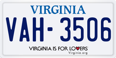 VA license plate VAH3506