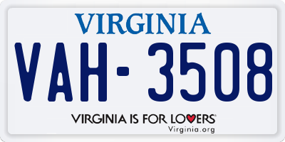 VA license plate VAH3508