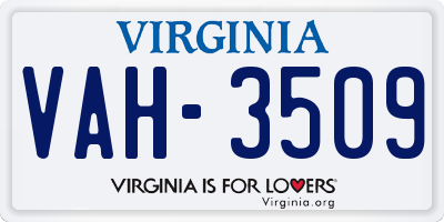 VA license plate VAH3509