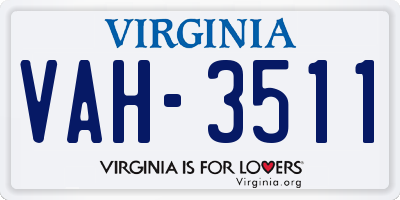 VA license plate VAH3511