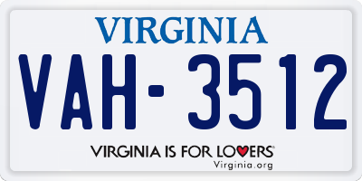 VA license plate VAH3512
