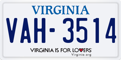 VA license plate VAH3514