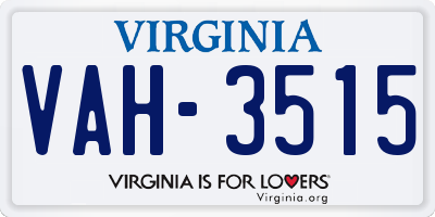 VA license plate VAH3515