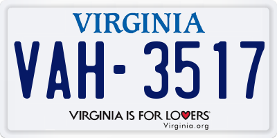 VA license plate VAH3517