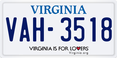 VA license plate VAH3518