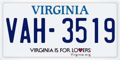 VA license plate VAH3519