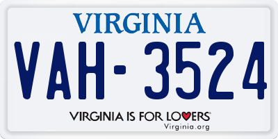 VA license plate VAH3524