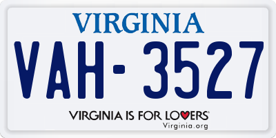 VA license plate VAH3527