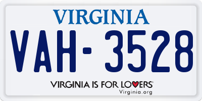 VA license plate VAH3528