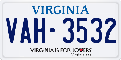 VA license plate VAH3532