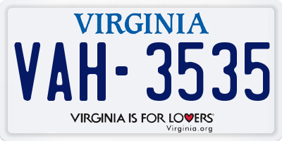VA license plate VAH3535
