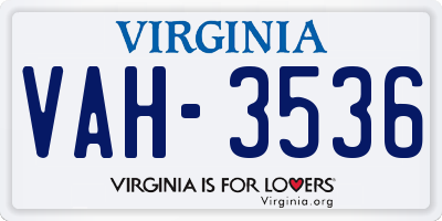 VA license plate VAH3536