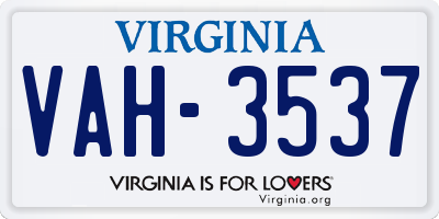 VA license plate VAH3537