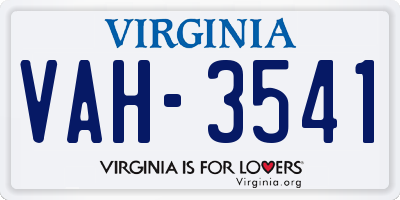 VA license plate VAH3541
