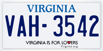 VA license plate VAH3542