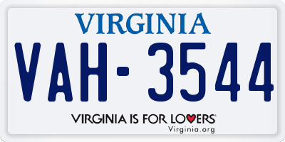 VA license plate VAH3544