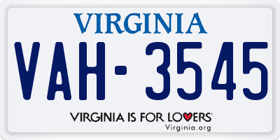 VA license plate VAH3545