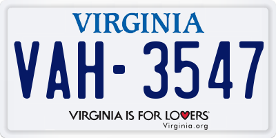 VA license plate VAH3547