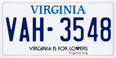 VA license plate VAH3548