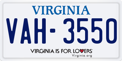 VA license plate VAH3550