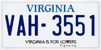 VA license plate VAH3551