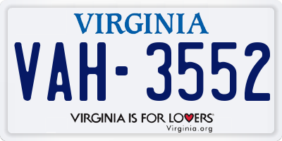 VA license plate VAH3552