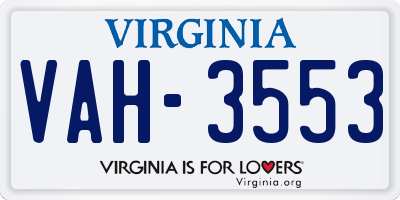 VA license plate VAH3553