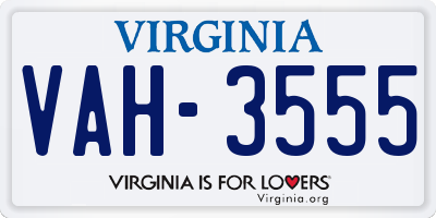 VA license plate VAH3555