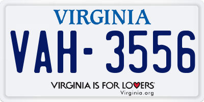 VA license plate VAH3556